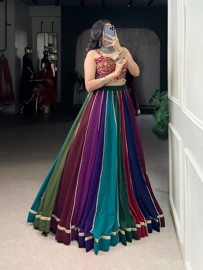 Nnk1686 Multi Color Georgette Navratri Lehenga Choli